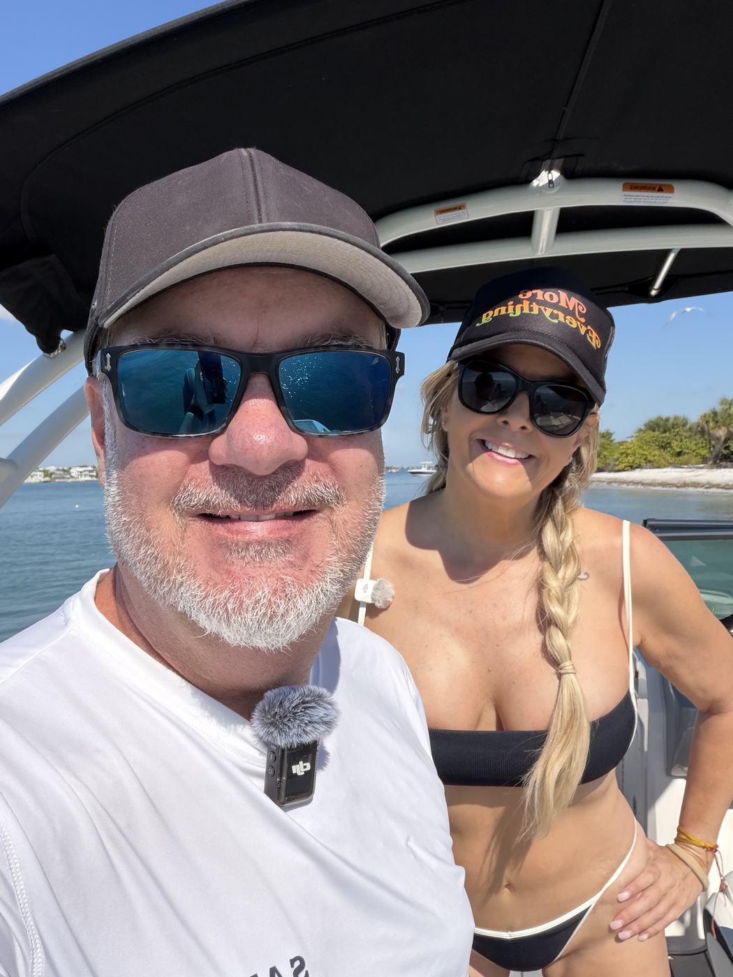 Dave and Jenn filming on the water in Sarasota Bay